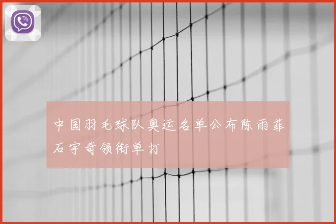 中国羽毛球队奥运名单公布陈雨菲石宇奇领衔单打